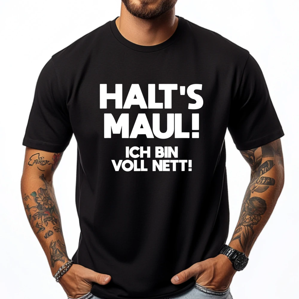 

Halts Maul Ich Bin Voll Nette Anime T Shirts Men Short Sleeve Tee Slogan Graphic Cotton Short Sleeve