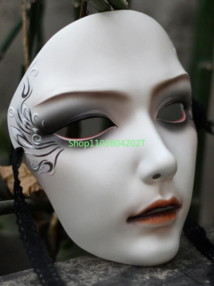 Ancient Style Mask Full Face White Men's Han Chinese Clothing Cos Ancient Costume Chinese Photography Props Fake Mask