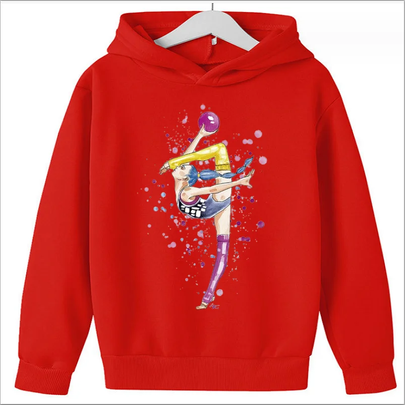 Girls Hoodie New Sports Fitness Dance Print Hooded Long Sleeve Sweatshirt Clothes Anime Hoodies Sweaters Tops Tee Boys Clothes