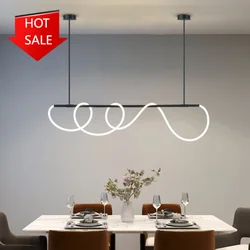 Modern Led Linear Pendant Light for Kitchen Dining Room Island Hanging Lamp Remote Control Decoration Ceiling Chandeliers Long