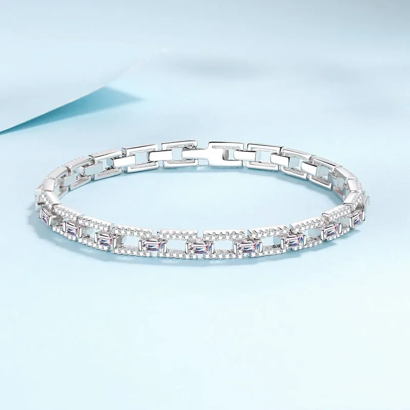 Brilliant 6-7inch 3/3.2/3.5CT All Moissanite Platinum Bracelet for Women Gift, Pure PT950 Loop By Loop Bangles Fine Jewelry