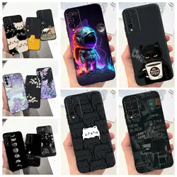 Shockproof Case for Honor 10x Lite Case Soft Silicone Cover for Huawei Honor 10xlite 10 x Lite Cartoon Moon Night Cat Bumper Bag
