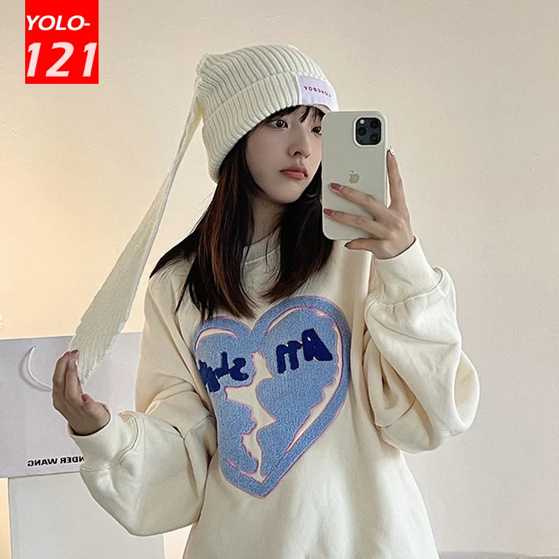 Rabbit Ears Knitted Wool Hat Love Boy Hat Niche Design Personality Fashion Hat Men Women Cute Warm Autumn and Winter Tide Hat