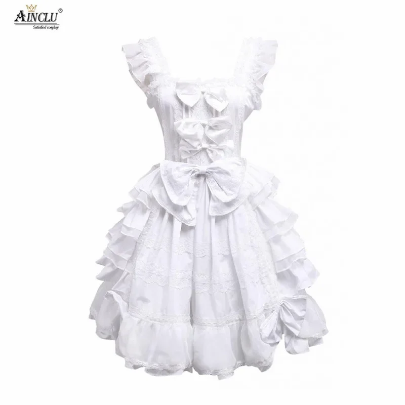 

Sweet lolita dress women's cosplay costume White sleepveless cowhide cotton cute lolita dress ainclu S-XXL party Club