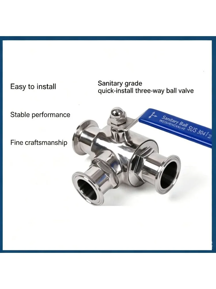 Detalhe 3 de Válvula solenoide SS304 Stainless Steel Sanitary 3 Way Ball Valve Ferrule Type Fit 1.5\ Água e vapor