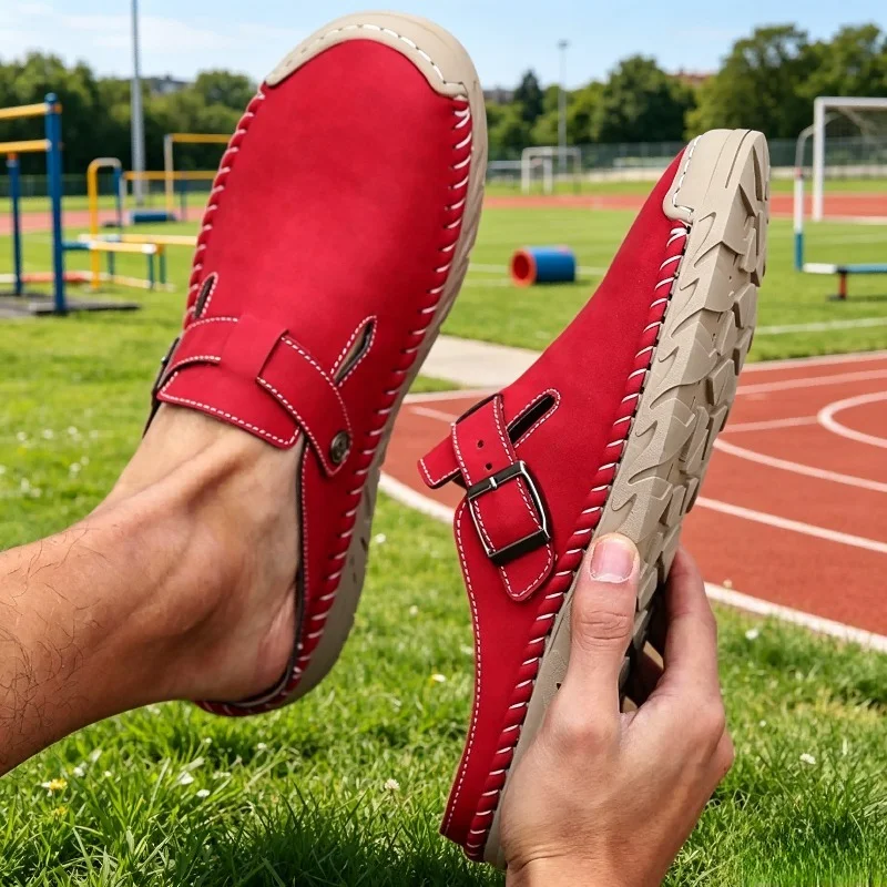 Men's Spring and Autumn Outdoor Casual Baotou Shoes Non Slip Slippers Fashion Soft Soled Women's Sandals Suede Leather Slippers