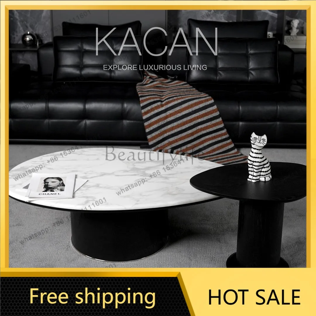 FG Italian minimalist modern light luxury living room marble special-shaped coffee table combination