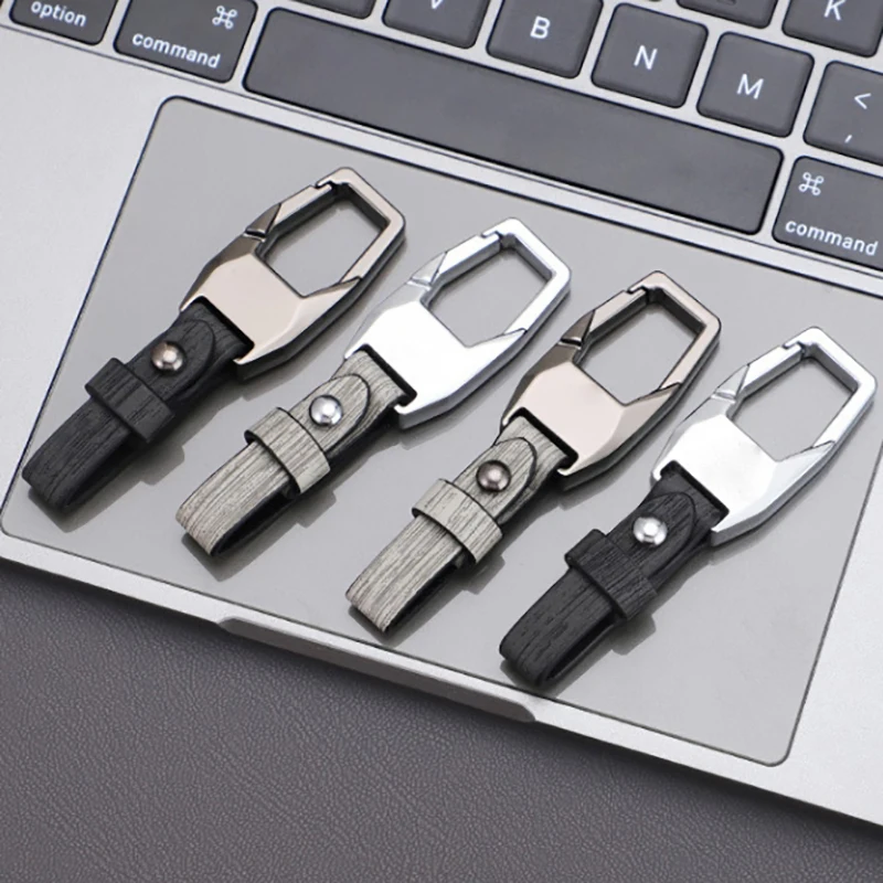 

Car Key Chain Anti-Lost Keychain With PU Leather Simple Buckle Carabiner Keychain Auto Waist Belt Clip Holder