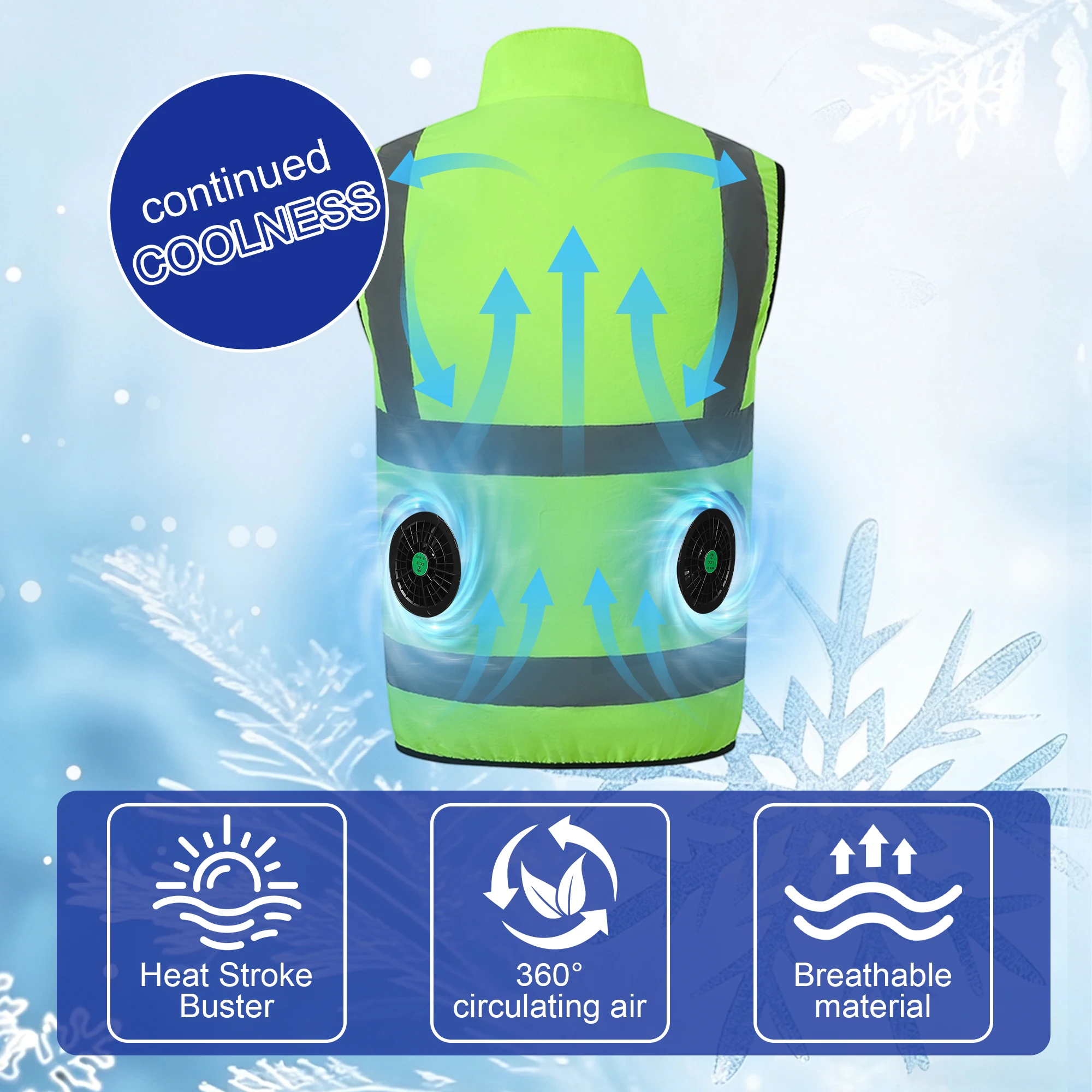 Cool Vest Summer Cooling Fan Vest Waistcoat Reflective Stripe Work Clothes 5V USB Charging For Outdoor Fishing Vest Running Vest