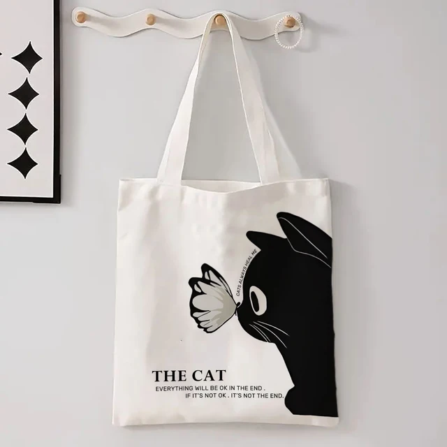 Torba na ramię damska Kawaii Chic Cartoon Animals Cat Large Capacity Tote Bag Butterfly, Panda Stylish Shoulder Bag