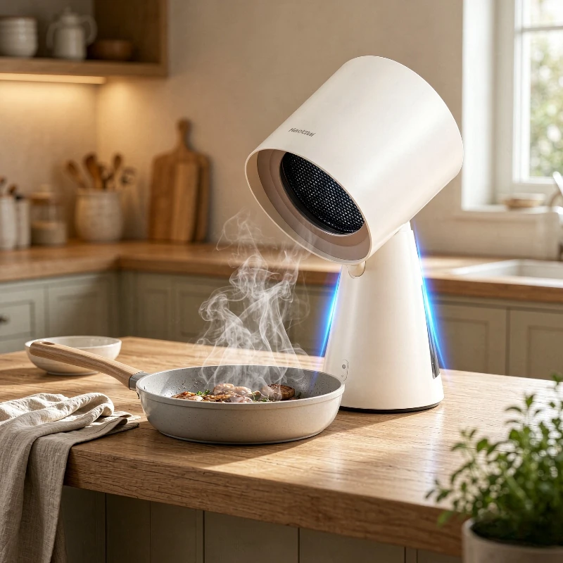 Portable Desktop Range Hood White Strong Suction Low Noise Mini Smoke Extractor for Indoor Hot Pot BBQ Table Cooking 데스크 후드