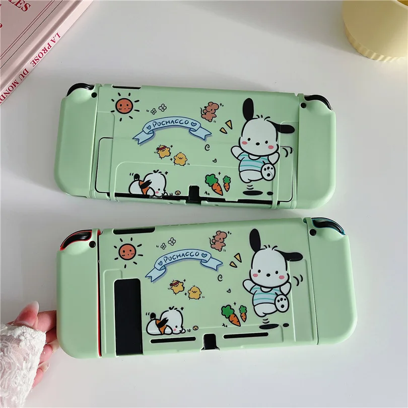 MINISO Sanrio Pochacco Charging Dock Station Cover Protective Shell for Nintendo Switch Oled NS Console Crystal Protector Skin