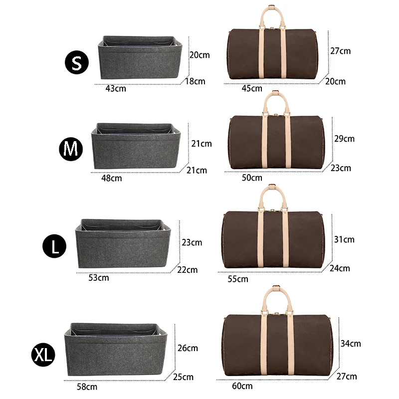 TINBERON Insert Organizer Large Capacity Travel Bag Special liner Bag Felt Cloth Side Pull Type lined Bag Make Up Cosmetic Bag