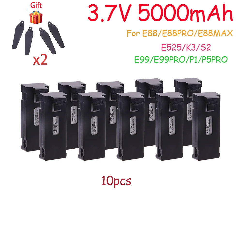 3.7V 5000mAh Rechargeable Li-ion Battery For RC Drone E88 E88PRO E99 P1 K3 P10 A13 S98 E525 RC Quadcopter Parts Battery 1-10pcs