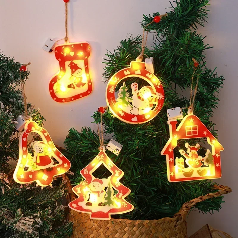 Veilleuse décorative de dessin animé créatif pour la maison, lampe du père Noël mignonne, batterie bouton intégrée, lumières d'arbres de Noël, cadeau