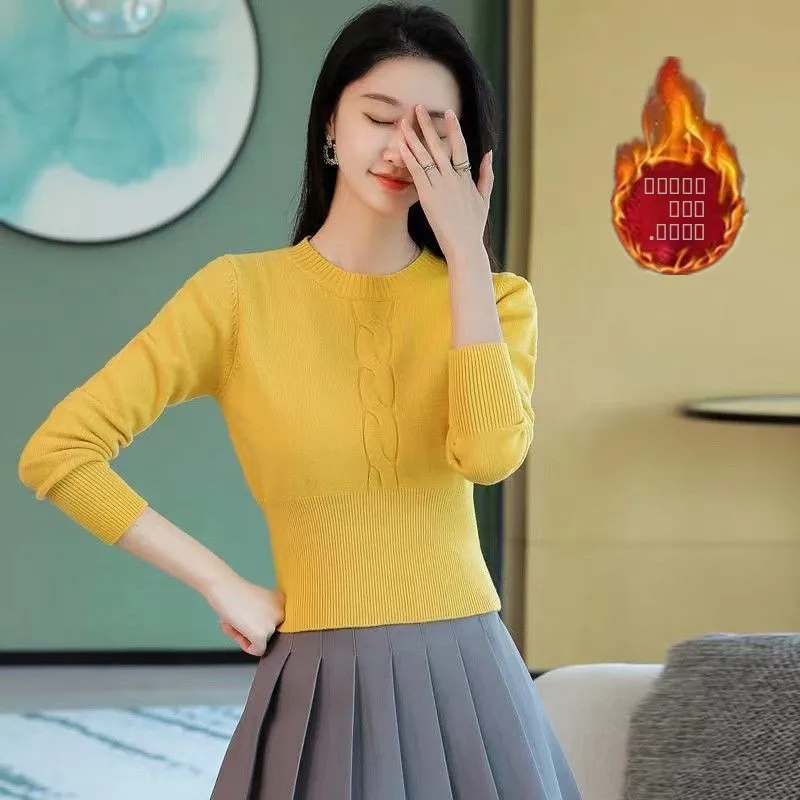 

Fce Lined ort Женский трикотаж Slim Fit с высокой талией V Ne Long Sve Thermal Faion Осень Зима Новый базовый слой Sle...