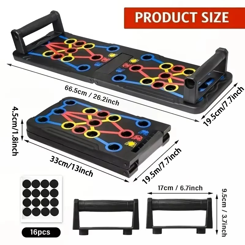 Portable Multifunctional Push-up Board Set With Handles Foldable Fitness Equipment For Chest Abdomen Arms And Back Training