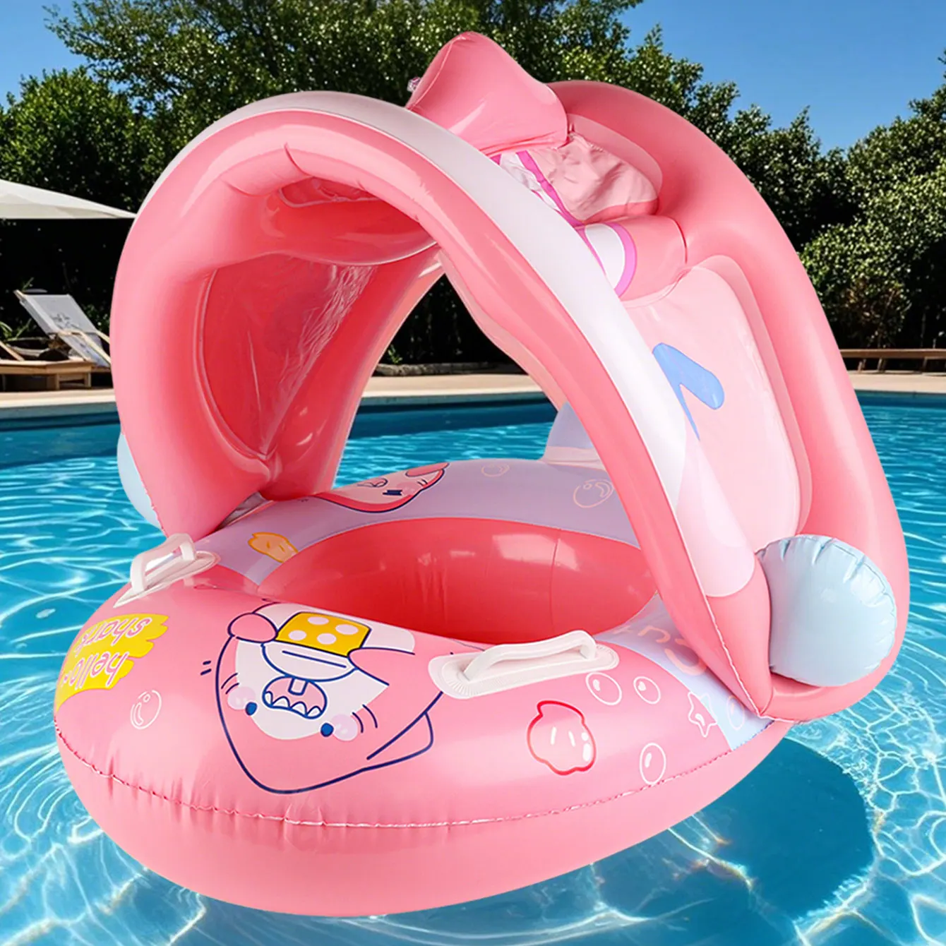 1PC blauw en roze verdikte opblaasbare zitring met onderarmvlotterontwerp, zomerzwembad- en strandfeest essentieel voor kinderen