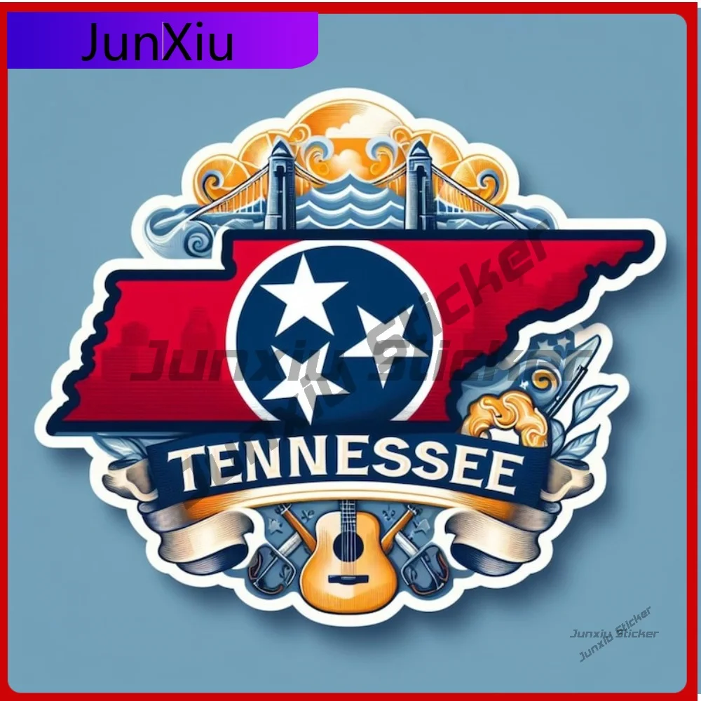 Funny State Of Tennessee And Flag Waterproof UV Resistant Vinyl Sticker Decal Surface Sunproof Protective Vehicle Scratch