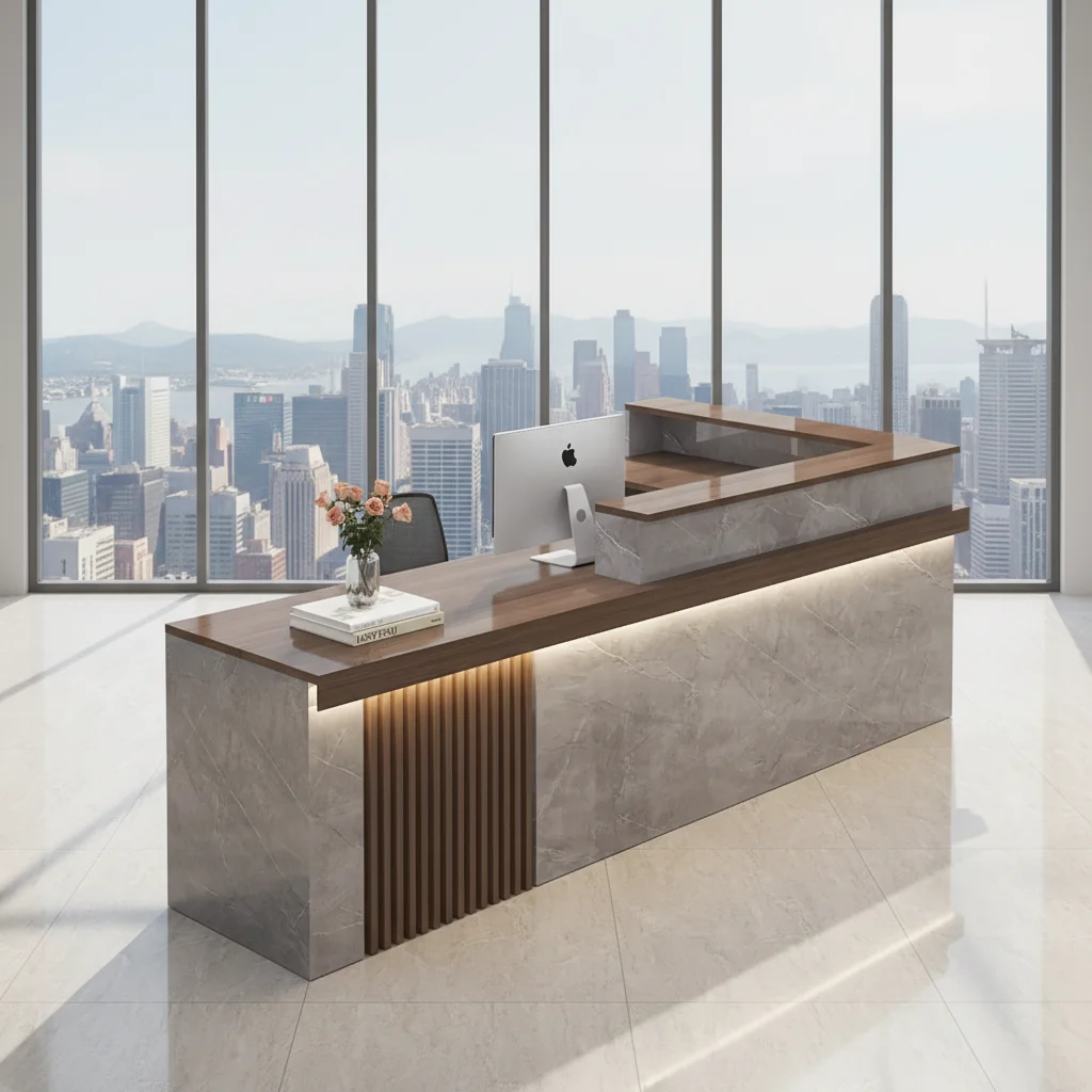 Customizable Modern MDF Marble Commercial Reception Desk For Hotel Hospital Mall Home Bar Use-Durable & Eco-Friendly