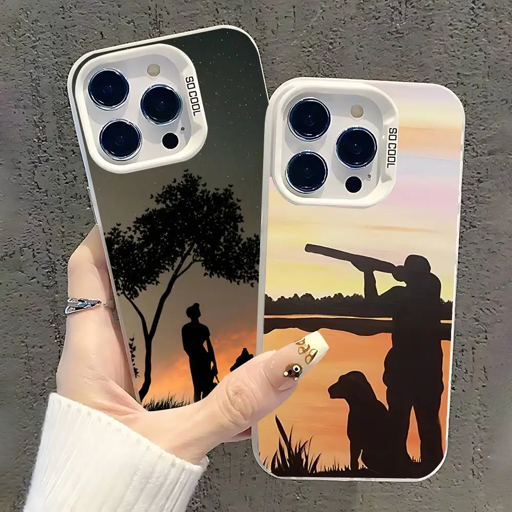 

Hunter Dog Hunting Phone Case For iPhone 17,16,15,14,13,12,11,Pro,XS,Max,Plus,Mini,SE White Candy Matte Shockproof Cover