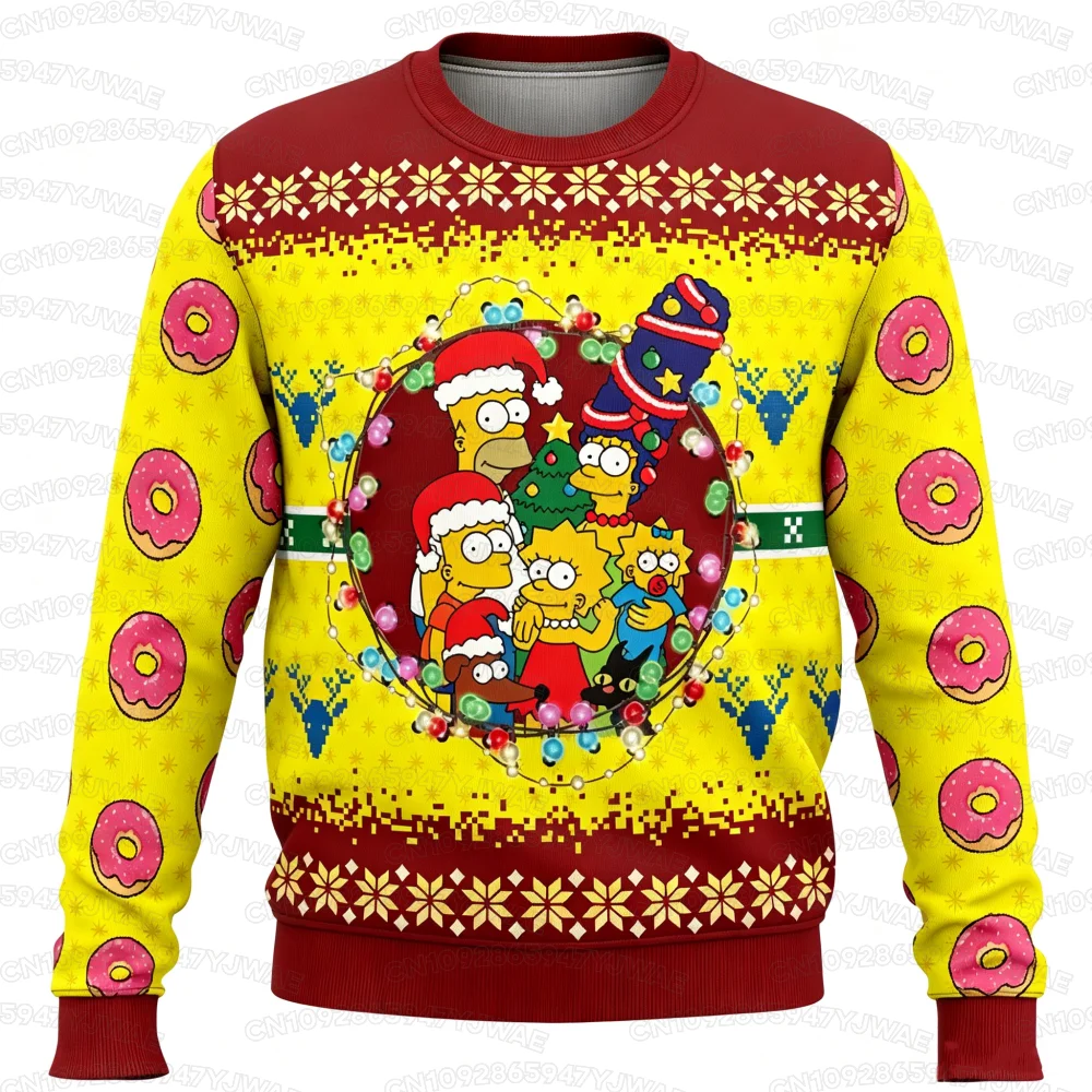 2026 Herbst- und Winter-Sweatshirt für Damen und Herren mit Langen Ärmeln, Simpsons-Cartoon-Print Pullover, Lässiges Weihnachts-Sweatshirt – Detail 5