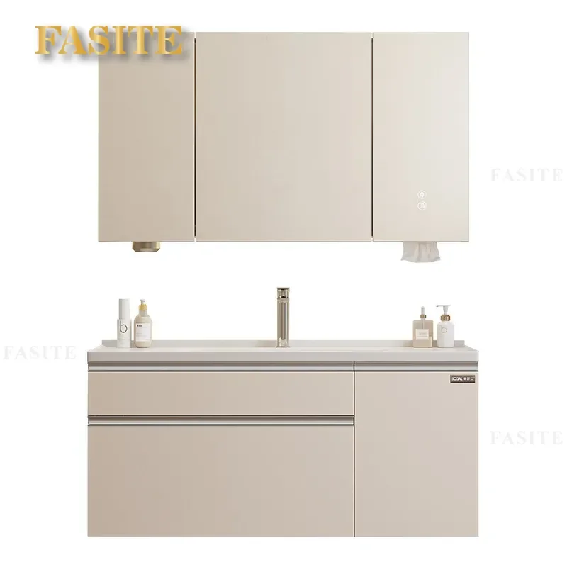 For Modern Simple Bathroom Cabinet Combination with Ceramic Integrated Hand Wash Basin Guest Cream Wind Washstand Vanity