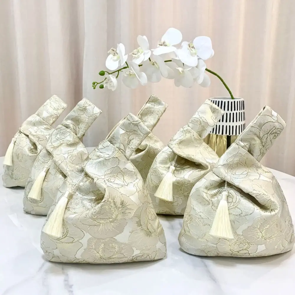Imitation Silk Tassel Wrist Bag Chinese Style Tassel Pendant Embroidery Hanfu Handbag 3Colors Cheongsam Accessories Gift Pouch