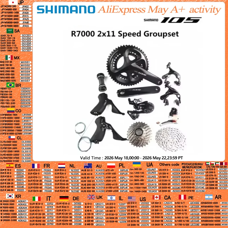 SHIMANO 105 R7000 groupe 2x11 vitesses ensemble R7100 pédalier 50-34T 52-36T vélo de route Kit de vélo groupe mise à niveau de 5800