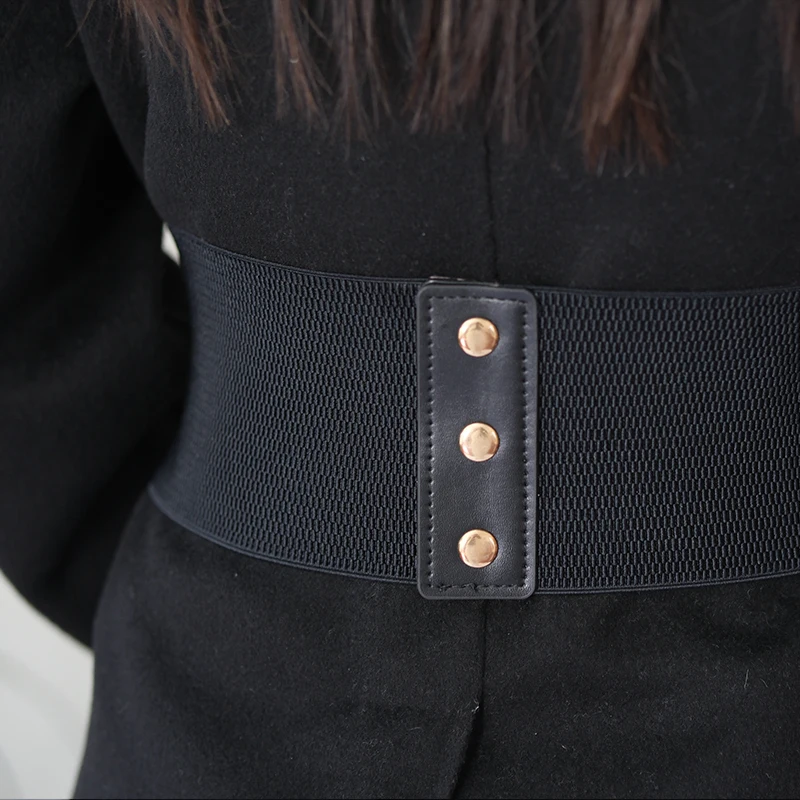 European and American fashion personality trend waistband women's wide decorative shirt dress sweater waistband elastic ultra wi