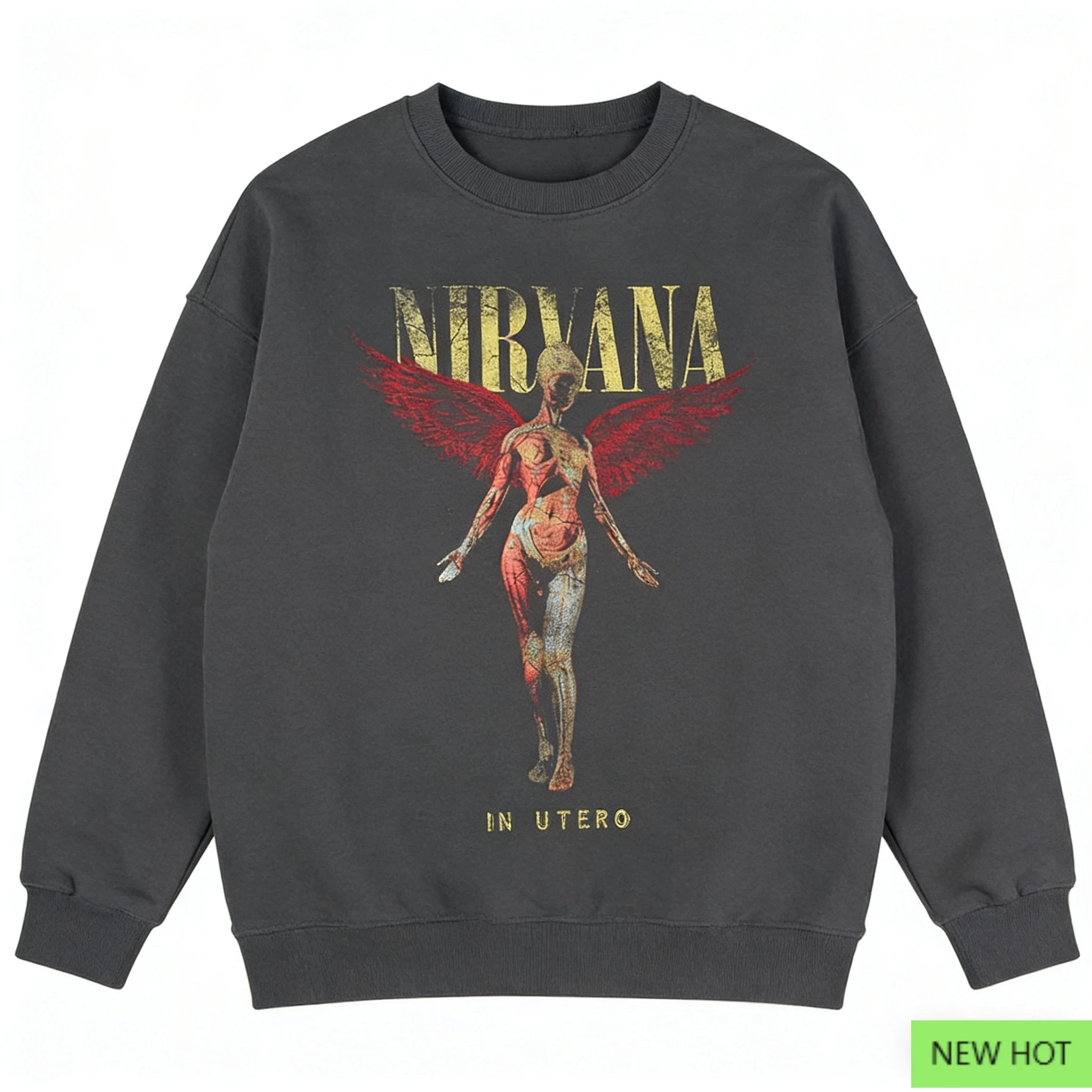 Nirvana en Utero Sudadera con capucha gráfica, sudadera Grunge Rock, perfecta para fanáticos que aman el álbum de arte y estilo rock alternativo