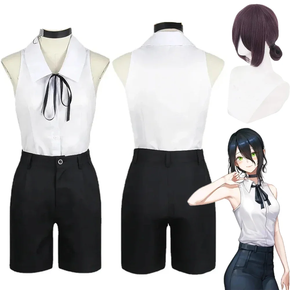 Reze Cosplay Anime Chainsaw Man Reze Cosplay Costume Wig Uniform Shirt Tie Shorts Wig Halloween Costumes for Women Girls Adult view 2