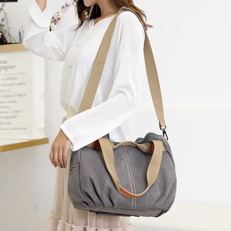 Hobo Canvas Handbag Women Daily Purse Shoulder Bags Vintage Messenger Crossbody Tote Shopper Bag