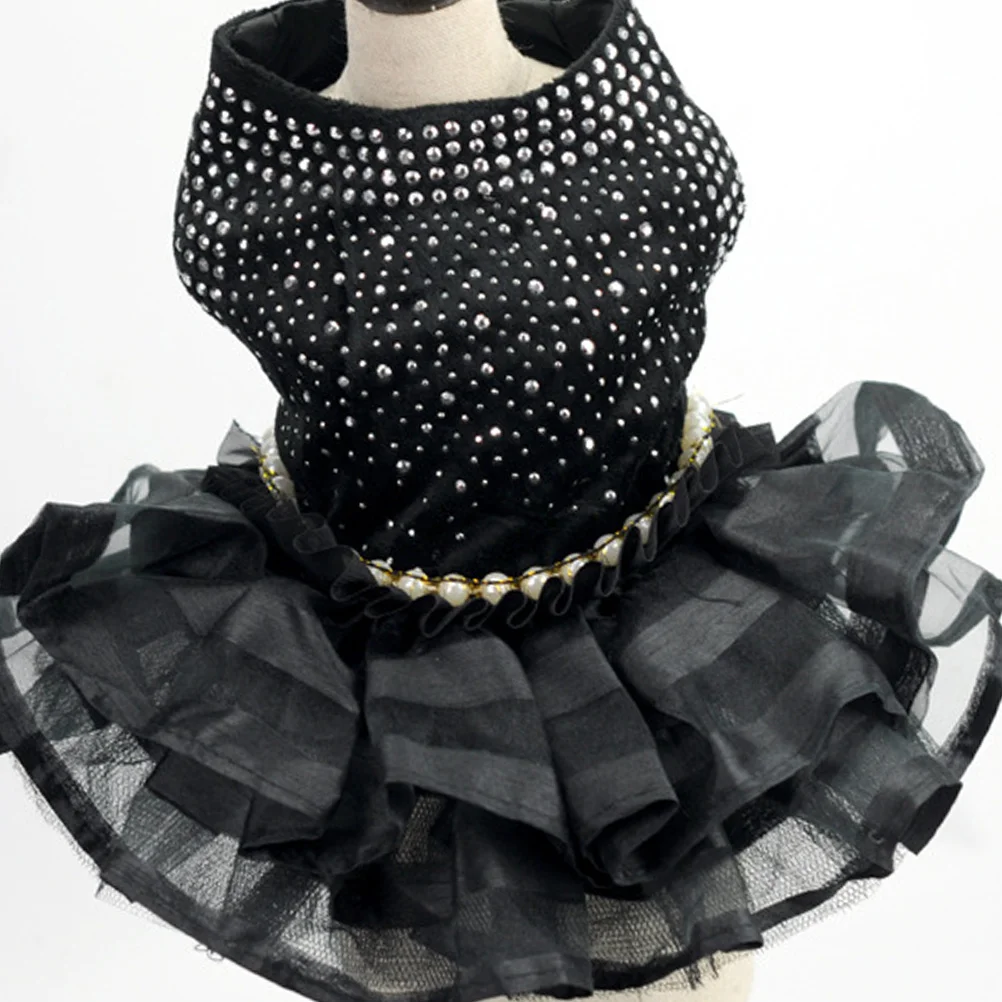 

Dog Dress Stylish Lace Pet Costume For Puppy Summer Outfit Breathable Comfortable Festival Party Wear Black Size L