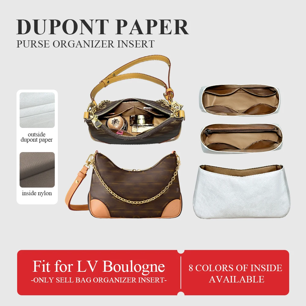 Dupont Paper Purse Organizer Insert Fit for LV Boulogne Inside Purse Storage Bag Lightweight Inner Liners Bag In Bag Makeup Bag