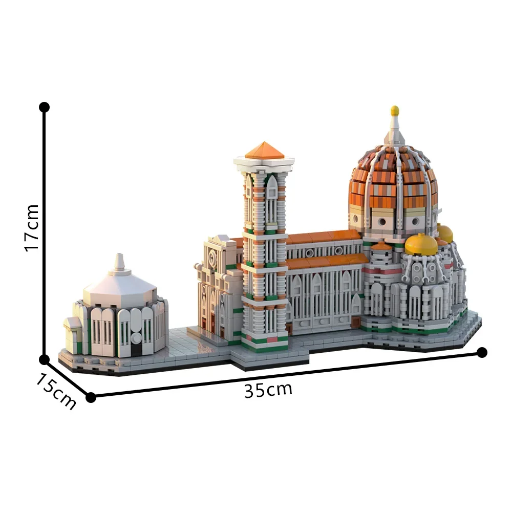 MOC-183760 Cathedral of Florence Building Blocks Model Cathedral of Florence Modular Architecture Bricks Assembly Toys Kids Toys