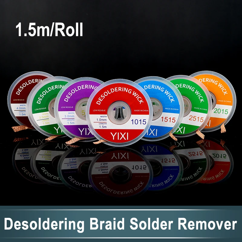 

1/ 1.5/ 2/ 2.5/ 3/ 3.5/ 4mm Desoldering Braid Solder Remover Wick 1.5M Wire Welding Tin Sucker Cable Lead Cord Flux Repair Tool