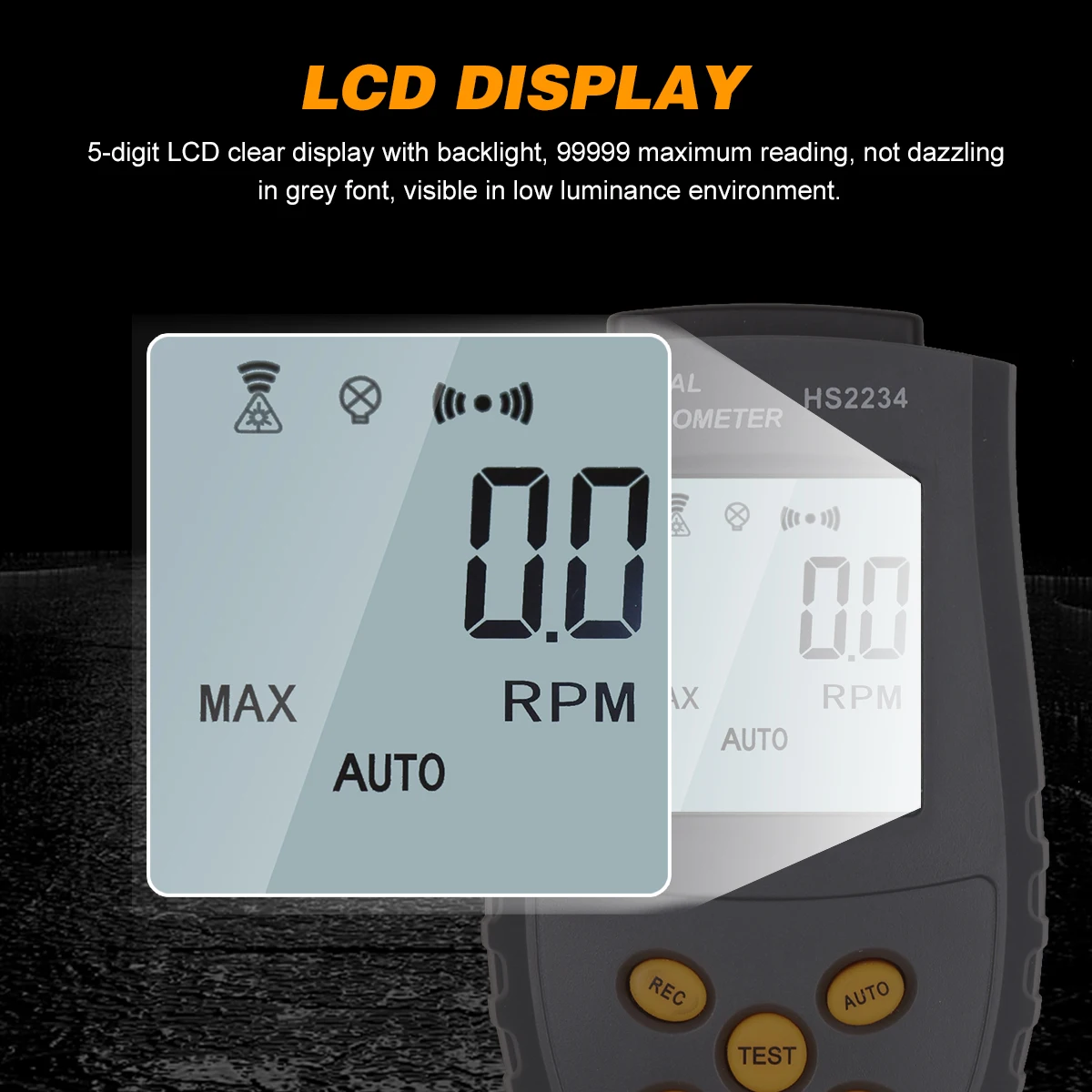 Zeer nauwkeurige digitale toerenteller met laserhandleiding/automatische meting Snelheidsmeter achtergrondverlichting voor autodiagnostiek