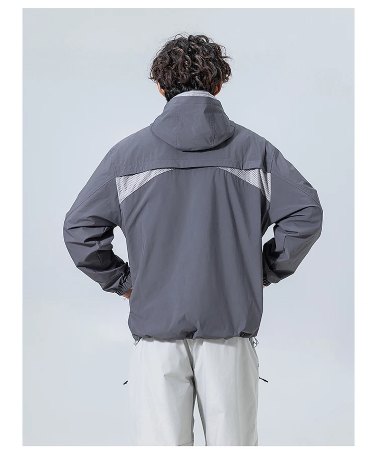 Unisex Wasserdichte Kapuzenjacke – Atmungsaktiv & Winddicht, Urban-Light Outdoor-Design mit Verstellbarem Saum für Wandern und Trekking – Detail 9
