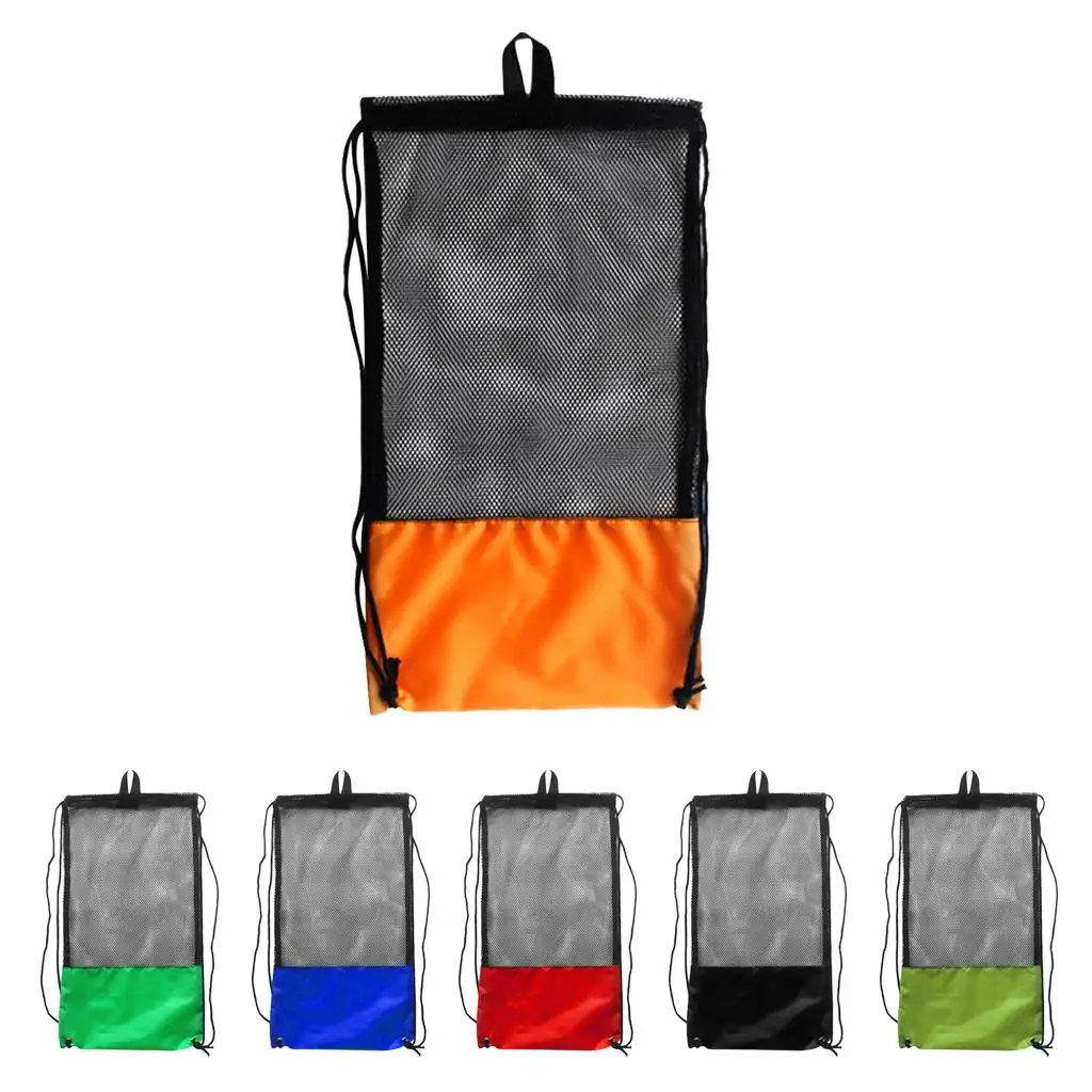 Mesh uitrustingstas met trekkoord, schouderriem voor duiken, snorkelzwemmasker