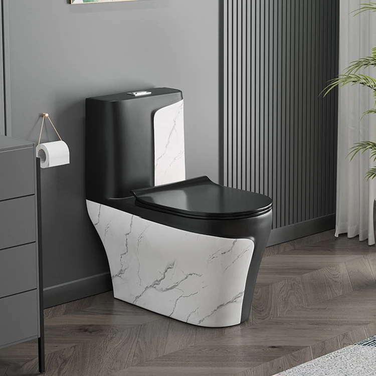 Wholesale Custom Luxury Porcelain Black Color Bathroom Wc Ceramic Sanitary Ware 100/200/300mm One Piece Toilet Bowl