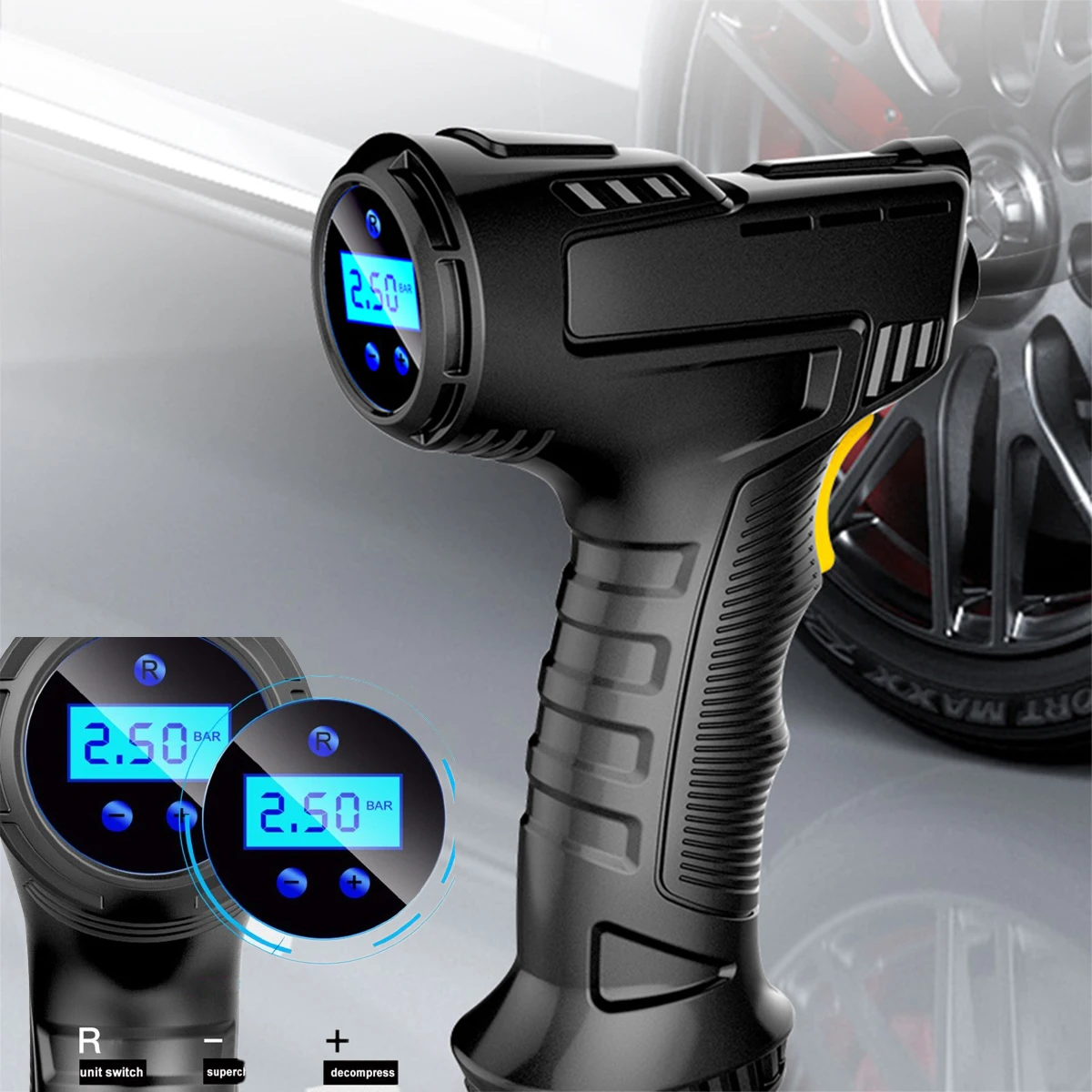 Car Air Pump Wireless/Wired Electric Car Tire Inflatable Pump 120W Portable Air Compressor for Tires Digital Auto Tire Inflator