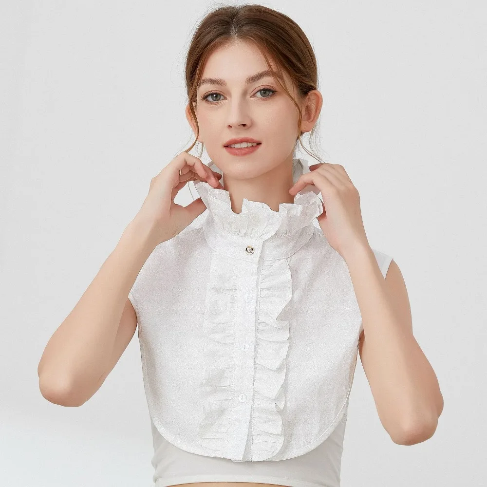 Hollow Out Lace Fake Collar Women Blouse European American Detachable Collar Autumn Winter Top