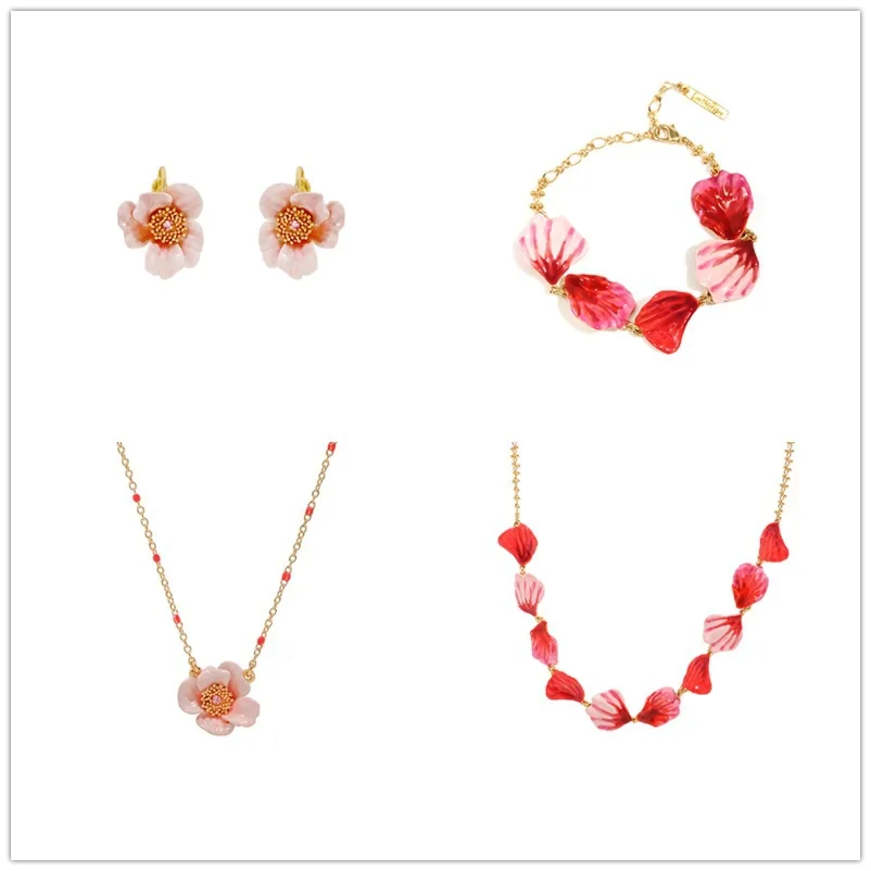 

Boho Style Camellia Petal Earrings Bracelet Necklace Temperament Internet Celebrity Ins Trendy Sweet Gentle Jewelry for Women