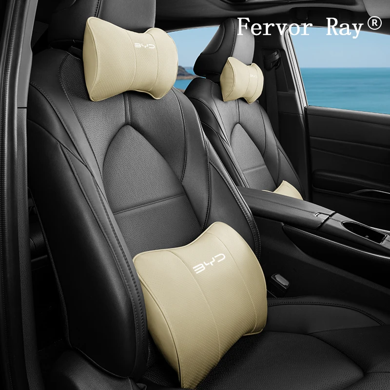 

For BYD Song Plus Atto 3 Han EV Tang Qin Dolphin Leather Fiber Car Seat Neck Pillow Headrest Lumbar Back Support Waist Cushion