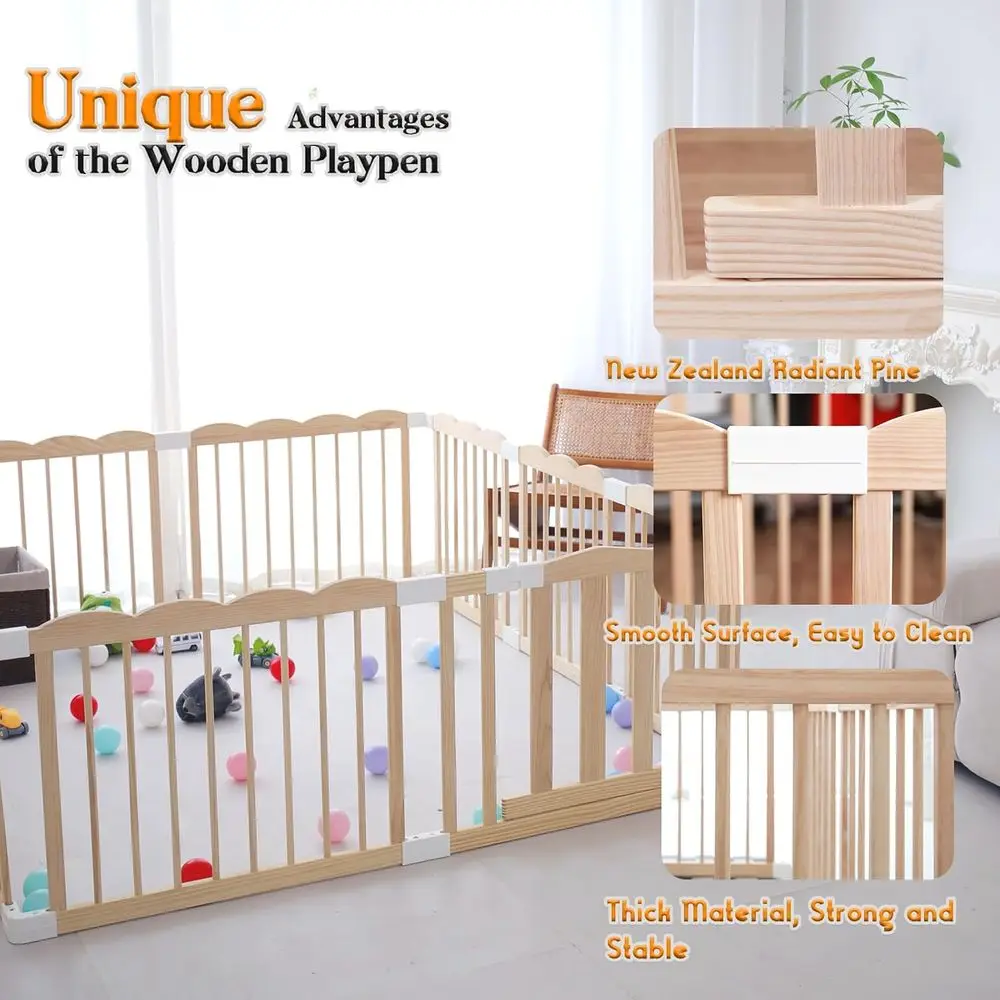 روضة أطفال خشبية قابلة للتعديل للأطفال، حجم كبير مع باب قفل، سهلة التجميع، مركز أنشطة متعدد الأشكال (47 × 62 × 24 بوصة) #3