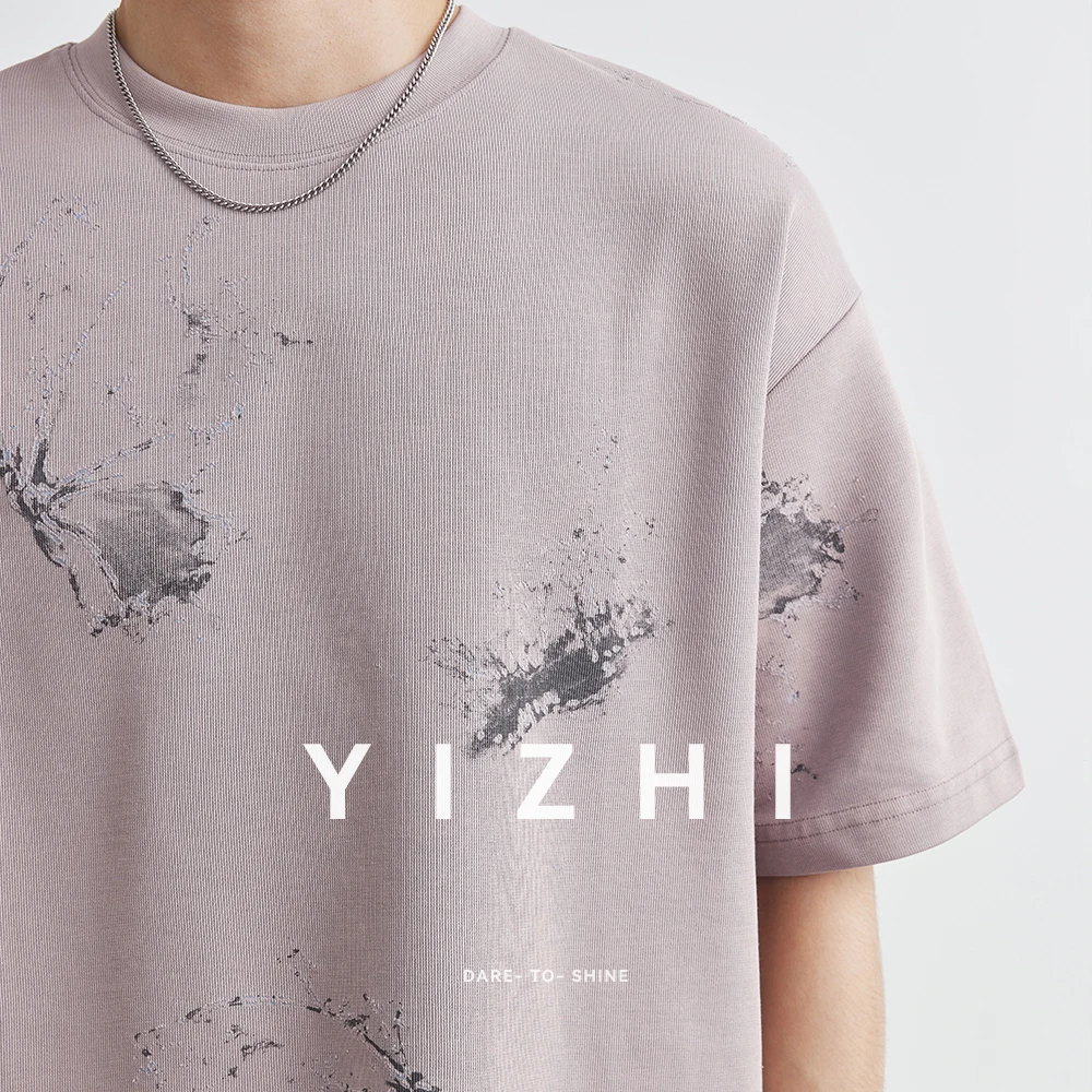 Men's Fashion Ink Splash Short Sleeve T-shirt Men's Summer 2025 New Design Casual Half Sleeve Round Neck T-shirt Male