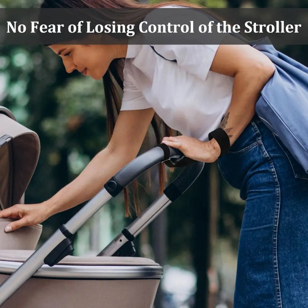 

New Adjustable Baby Stroller Straps Black with Soft Padded Handle Safety Wrist Strap Anti Slip Wristband Security-Accessory