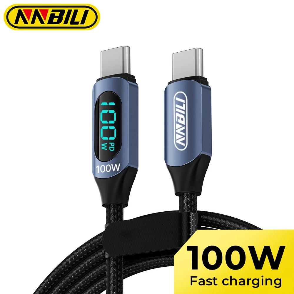 NNBILI 100W Type C to Type C Cable PD Fast Charging Charger 5A USB C to USB C Display Cable For Macbook iPad USBC Data Cord Wire