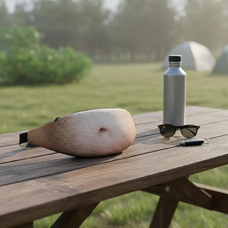 Riñonera creativa con diseño de cerveza y vientre abultado, color carne, divertida riñonera simulada para llevar dinero en la cintura, bolso de viaje para hombre, ideal para disfraces de vacaciones.